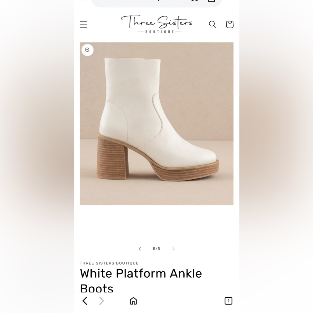 Women's White Platform Block Heel Ankle Boots